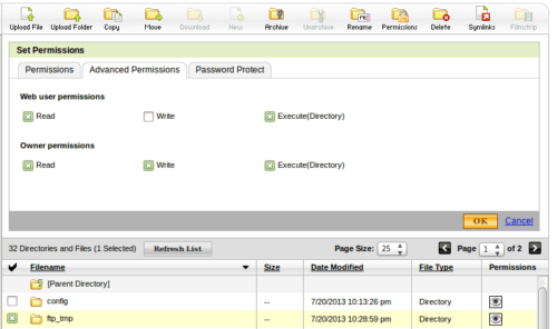 eXtplorer ftp_tmp Folder Permissions