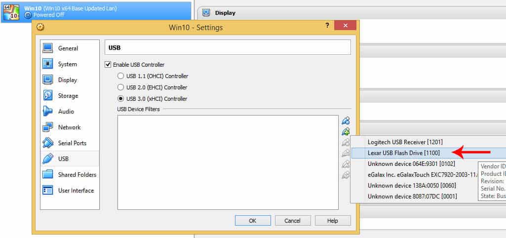 how to use usb device in virtualbox