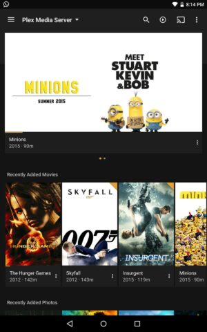 Install Plex Android Main Menu