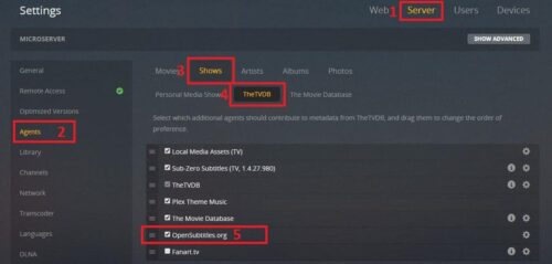 configure plex media server subtitles