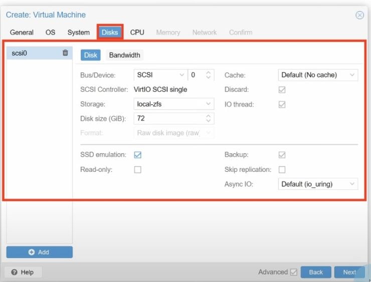 Configuring The &Quot;Disks&Quot; Tab With All The Necessary Changes