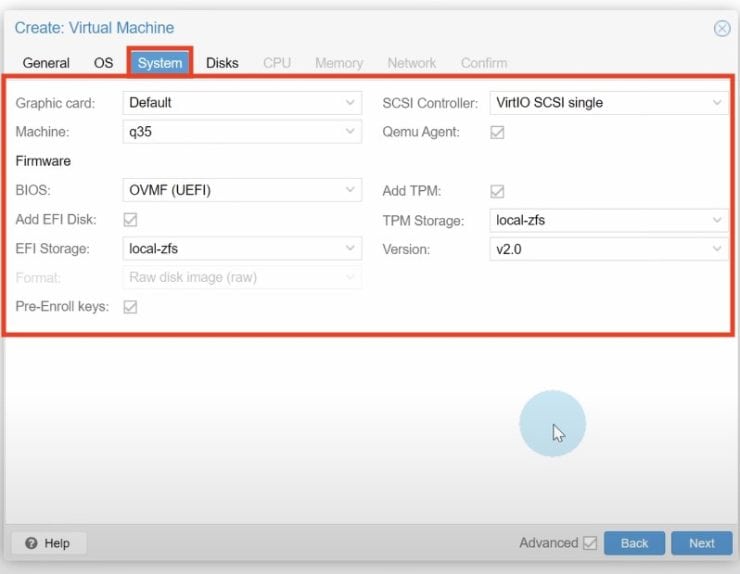 Configuring The &Quot;System&Quot; Tab With All The Necessary Changes