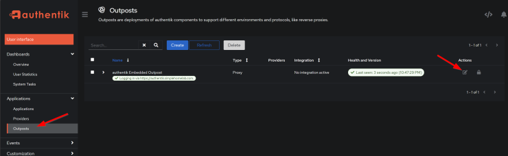 Edit Authentik Embedded Outpost